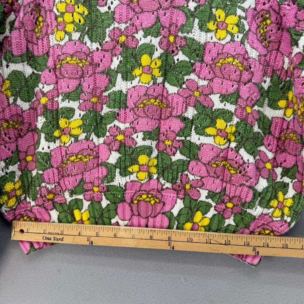 Show Me Your Mumu Women's Vienna Sweater S Pink Green Floral Cropped Length - Picture 9 of 9